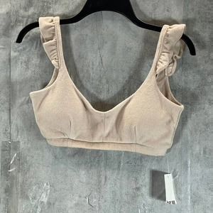 Bar III Women's Naturally Nude Ruffled Terry Bralette SZ S
